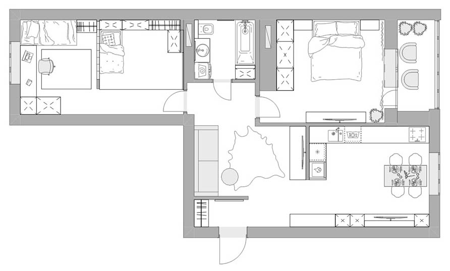 Dining room arrangement achieved through thoughtful room planning