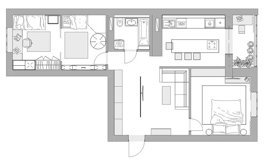 Bedroom zoning concept developed through room planning