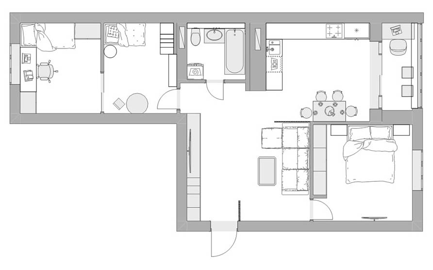 Modern living room layout created with room planning techniques